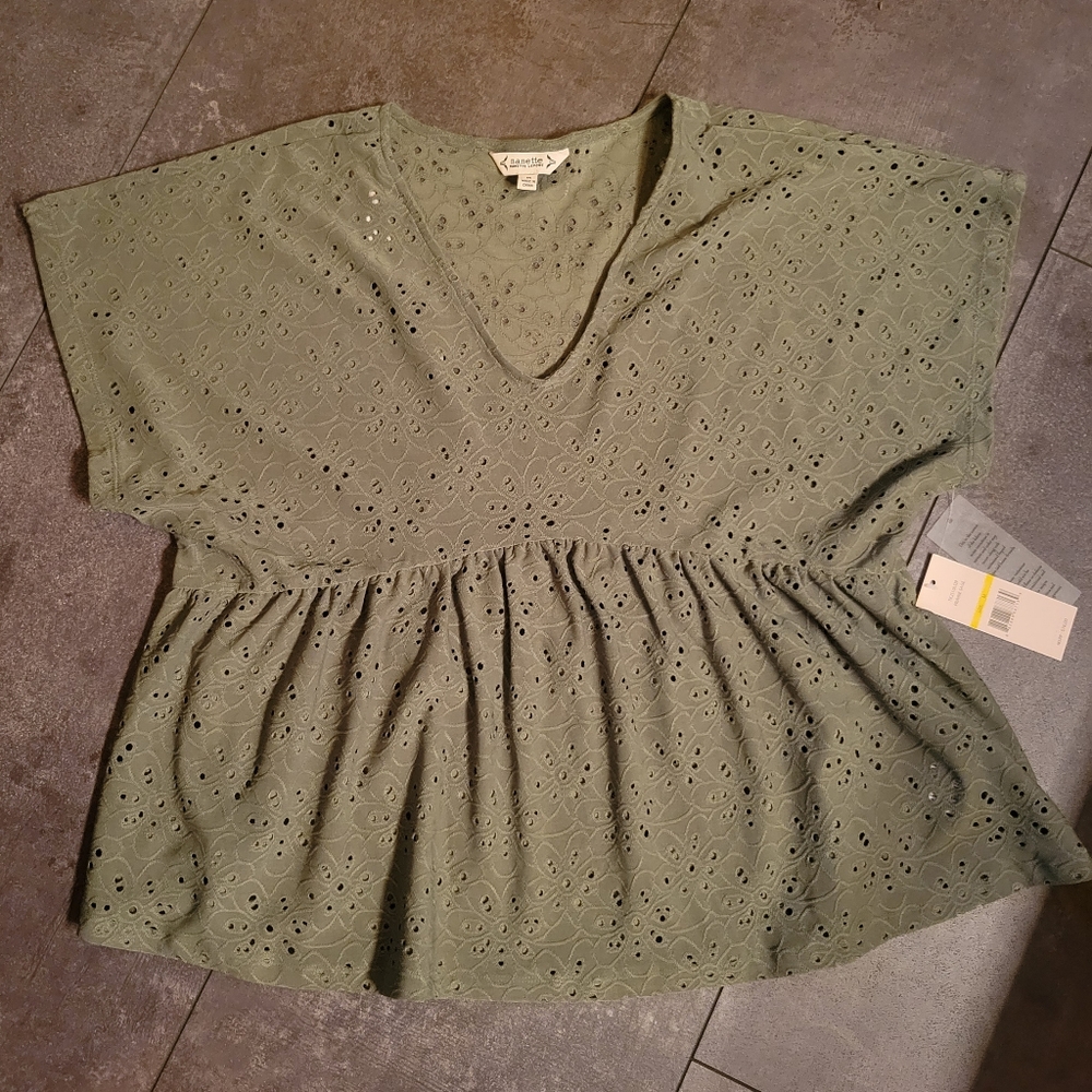 NEW Nanette Lepore Olive green top with empire waist.